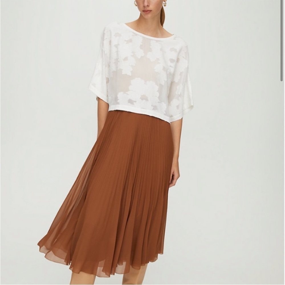 Wilfred Aritzia Blaze Shirt White Blouse Floral Semi Sheer Cropped Womens Small